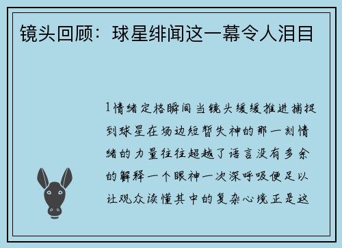 镜头回顾：球星绯闻这一幕令人泪目